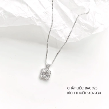 Dây chuyền bạc Miuu Silver mặt vuông đính đá, vòng cổ nữ Lapia Necklace 600k 3 Dây chuyền bạc Miuu Silver mặt vuông đính đá, vòng cổ nữ Lapia Necklace 600k 3