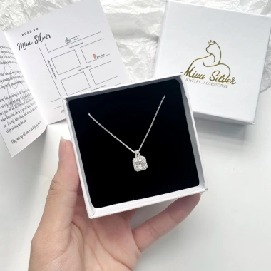 Dây chuyền bạc Miuu Silver mặt vuông đính đá, vòng cổ nữ Lapia Necklace 600k