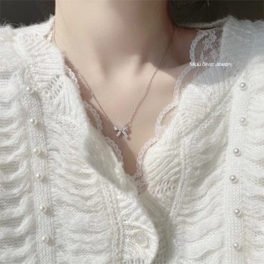 Dây chuyền bạc Miuu Silver nữ hình nơ đính đá - Sang trọng, xinh xắn, giảm giá tới 500.000₫ 3