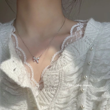 Dây chuyền bạc Miuu Silver nữ hình nơ đính đá - Sang trọng, xinh xắn, giảm giá tới 500.000₫ 4