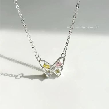 Dây chuyền bạc Miuu Silver - Vòng cổ nữ mặt hồ điệp ngũ sắc xinh xắn, giảm giá 600.000đ 2