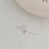 Dây chuyền bạc nữ 925 PMJ charm tim đá hồng nơ xinh xắn, dễ thương, 549k 2