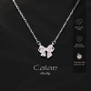 Dây chuyền bạc nữ 999 Calae nơ thắt đá hồng charm nhẹ nhàng - Giá 509.000đ