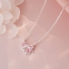 Dây chuyền bạc nữ 999 Calae nơ thắt đá hồng charm nhẹ nhàng - Giá 509.000đ 2