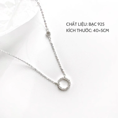 Dây chuyền bạc nữ Biển Xanh Miuu Silver - Vòng cổ mặt tròn đính đá, giá 500.000₫ 2