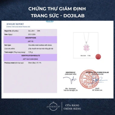 Dây chuyền bạc nữ Cỏ 4 Lá Hồng Asimi S925 May mắn nhẹ nhàng DC73 509k 5