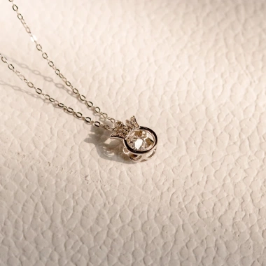Dây chuyền bạc nữ đá nhảy mạ vàng hồng 18K và bạch kim LAV045 kiểu vương miện Tiara