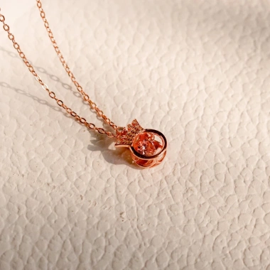Dây chuyền bạc nữ đá nhảy mạ vàng hồng 18K và bạch kim LAV045 kiểu vương miện Tiara