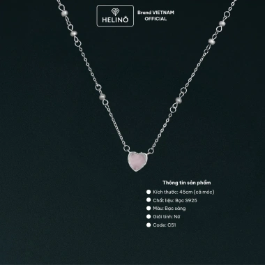 Dây chuyền bạc nữ HELINO C51 đá tim hồng Rosie xinh xắn - Giá ưu đãi 729.000 VND