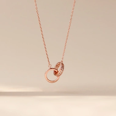 Dây chuyền bạc nữ LAVESTA LAV064 Lucy mạ vàng hồng 18K và bạch kim, mặt tròn lồng đá lấp lánh, sang chảnh - 925.000₫ 2
