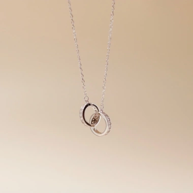 Dây chuyền bạc nữ LAVESTA LAV064 Lucy mạ vàng hồng 18K và bạch kim, mặt tròn lồng đá lấp lánh, sang chảnh - 925.000₫ 3