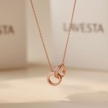 Dây chuyền bạc nữ LAVESTA LAV064 Lucy mạ vàng hồng 18K và bạch kim, mặt tròn lồng đá lấp lánh, sang chảnh - 925.000₫ 4