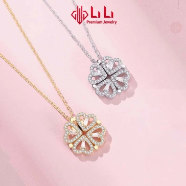Dây chuyền bạc nữ LiLi S925 đính đá CZ cao cấp hình trái tim cỏ 4 lá Oaklee LILI_822.972 giá ưu đãi 2,581,000₫