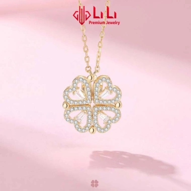 Dây chuyền bạc nữ LiLi S925 đính đá CZ cao cấp hình trái tim cỏ 4 lá Oaklee LILI_822.972 giá ưu đãi 2,581,000₫