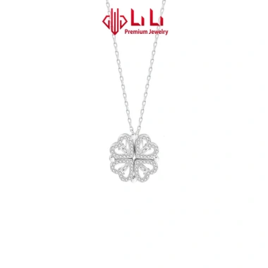 Dây chuyền bạc nữ LiLi S925 đính đá CZ cao cấp hình trái tim cỏ 4 lá Oaklee LILI_822.972 giá ưu đãi 2,581,000₫