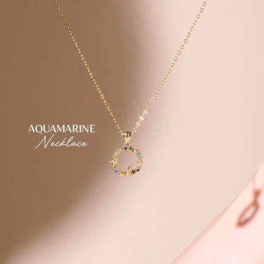 Dây chuyền bạc nữ mạ vàng 14K LAVESTA LAV103 Aquamarine tích cực may mắn hạnh phúc 720.000 VND 2