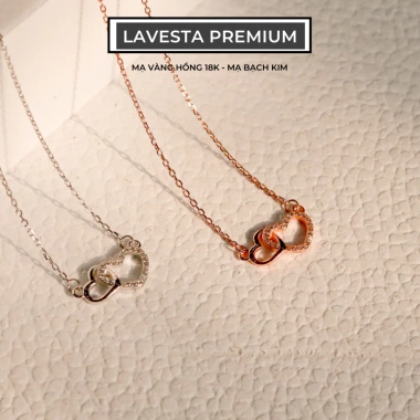Dây chuyền bạc nữ mạ vàng hồng 18K, bạch kim LAVESTA LAV050 - mặt trái tim Soulmate