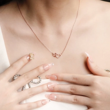 Dây chuyền bạc nữ mạ vàng hồng 18K, bạch kim LAVESTA LAV050 - mặt trái tim Soulmate