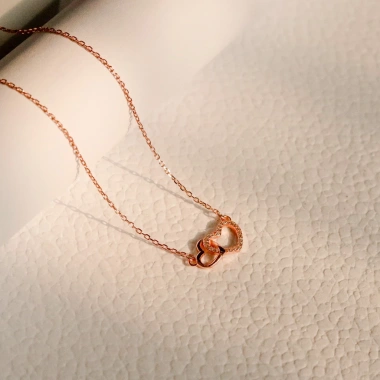 Dây chuyền bạc nữ mạ vàng hồng 18K, bạch kim LAVESTA LAV050 - mặt trái tim Soulmate