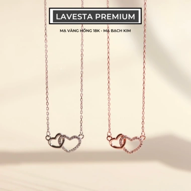 Dây chuyền bạc nữ mạ vàng hồng 18K, bạch kim LAVESTA LAV050 - mặt trái tim Soulmate