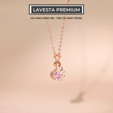 Dây chuyền bạc nữ mạ vàng hồng 18K LAV142 Fiona – mặt thiên nga sang trọng