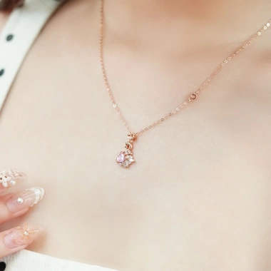 Dây chuyền bạc nữ mạ vàng hồng 18K LAV142 Fiona – mặt thiên nga sang trọng
