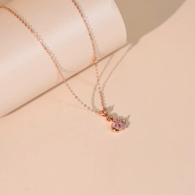 Dây chuyền bạc nữ mạ vàng hồng 18K LAV142 Fiona – mặt thiên nga sang trọng