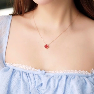 Dây chuyền bạc nữ mạ vàng hồng 18K LAVESTA LAV138 Sana mặt cỏ 4 lá, thanh lịch 3