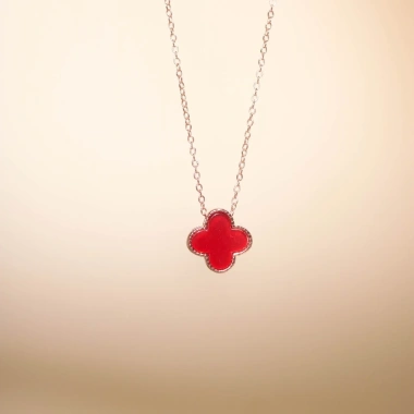 Dây chuyền bạc nữ mạ vàng hồng 18K LAVESTA LAV138 Sana mặt cỏ 4 lá, thanh lịch 8