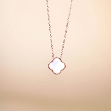 Dây chuyền bạc nữ mạ vàng hồng 18K LAVESTA LAV138 Sana mặt cỏ 4 lá, thanh lịch 10