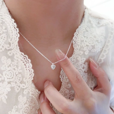 Dây chuyền bạc nữ mặt trái tim định đá + vòng cổ 925 AROCH JEWELRY HD06 – Giá chỉ 432.000 VND (giảm từ 544.320 VND)