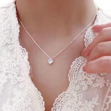 Dây chuyền bạc nữ mặt trái tim định đá + vòng cổ 925 AROCH JEWELRY HD06 – Giá chỉ 432.000 VND (giảm từ 544.320 VND)