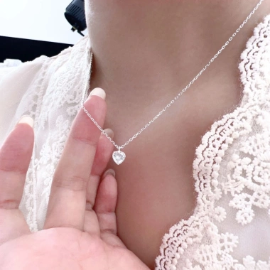 Dây chuyền bạc nữ mặt trái tim định đá + vòng cổ 925 AROCH JEWELRY HD06 – Giá chỉ 432.000 VND (giảm từ 544.320 VND)