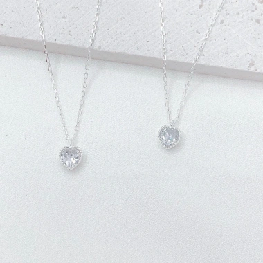 Dây chuyền bạc nữ mặt trái tim định đá + vòng cổ 925 AROCH JEWELRY HD06 – Giá chỉ 432.000 VND (giảm từ 544.320 VND)