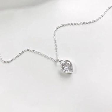 Dây chuyền bạc nữ mặt trái tim định đá + vòng cổ 925 AROCH JEWELRY HD06 – Giá chỉ 432.000 VND (giảm từ 544.320 VND)