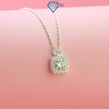 Dây chuyền bạc nữ Moissanite 6ly GRA mặt vương miện lấp lánh - Giá 539.000₫