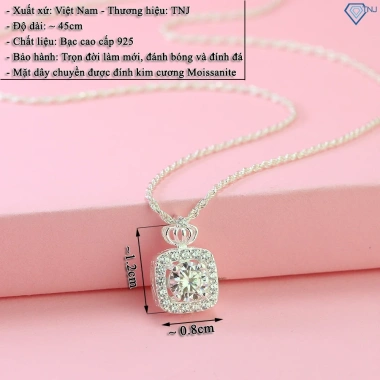 Dây chuyền bạc nữ Moissanite 6ly GRA mặt vương miện lấp lánh - Giá 539.000₫