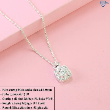 Dây chuyền bạc nữ Moissanite 6ly GRA mặt vương miện lấp lánh - Giá 539.000₫