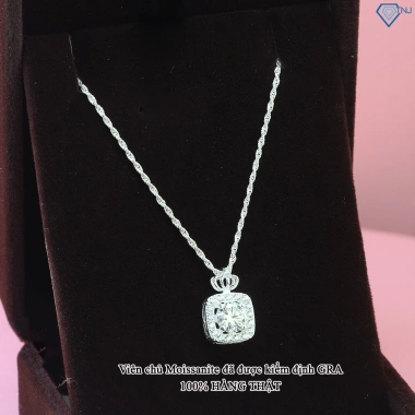 Dây chuyền bạc nữ Moissanite 6ly GRA mặt vương miện lấp lánh - Giá 539.000₫