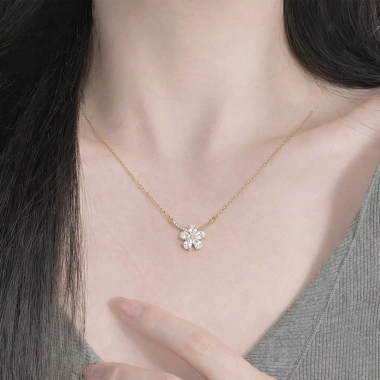 Dây chuyền bạc nữ PMJ Lori hoa 5 cánh đính đá lấp lánh - Sang trọng, chỉ 509.000₫