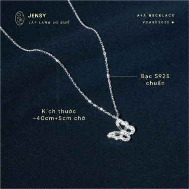 Dây chuyền bạc nữ S925 JENSY hình bướm Aya cao cấp – giảm còn 616.000đ, vòng cổ sang trọng