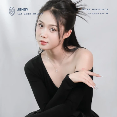 Dây chuyền bạc nữ S925 Jensy Nora VCARD8.398: Viên đá châu bậu, giảm 20% 3 Dây chuyền bạc nữ S925 Jensy Nora VCARD8.398: Viên đá châu bậu, giảm 20% 3