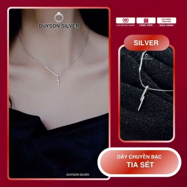 Dây chuyền bạc nữ tia sét đính đá Vòng cổ 925 cá tính DUYSON SILVER giá 400k
