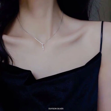 Dây chuyền bạc nữ tia sét đính đá Vòng cổ 925 cá tính DUYSON SILVER giá 400k