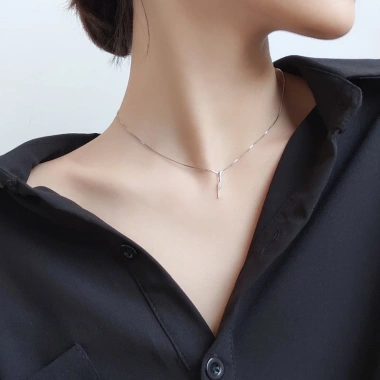 Dây chuyền bạc nữ tia sét đính đá Vòng cổ 925 cá tính DUYSON SILVER giá 400k