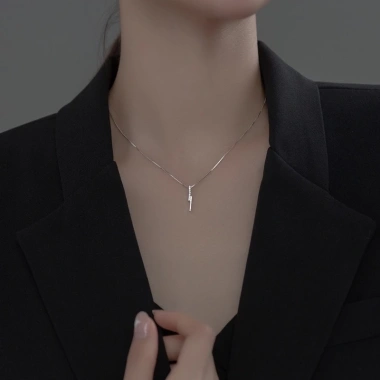 Dây chuyền bạc nữ tia sét đính đá Vòng cổ 925 cá tính DUYSON SILVER giá 400k
