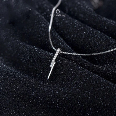 Dây chuyền bạc nữ tia sét đính đá Vòng cổ 925 cá tính DUYSON SILVER giá 400k