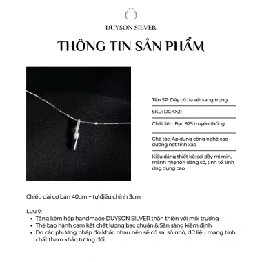 Dây chuyền bạc nữ tia sét đính đá Vòng cổ 925 cá tính DUYSON SILVER giá 400k