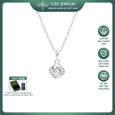 Dây chuyền bạc nữ TLEE cỏ bốn lá cánh tim đính đá sang trọng - May mắn, giảm giá 650k