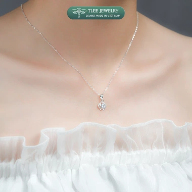 Dây chuyền bạc nữ TLEE cỏ bốn lá cánh tim đính đá sang trọng - May mắn, giảm giá 650k